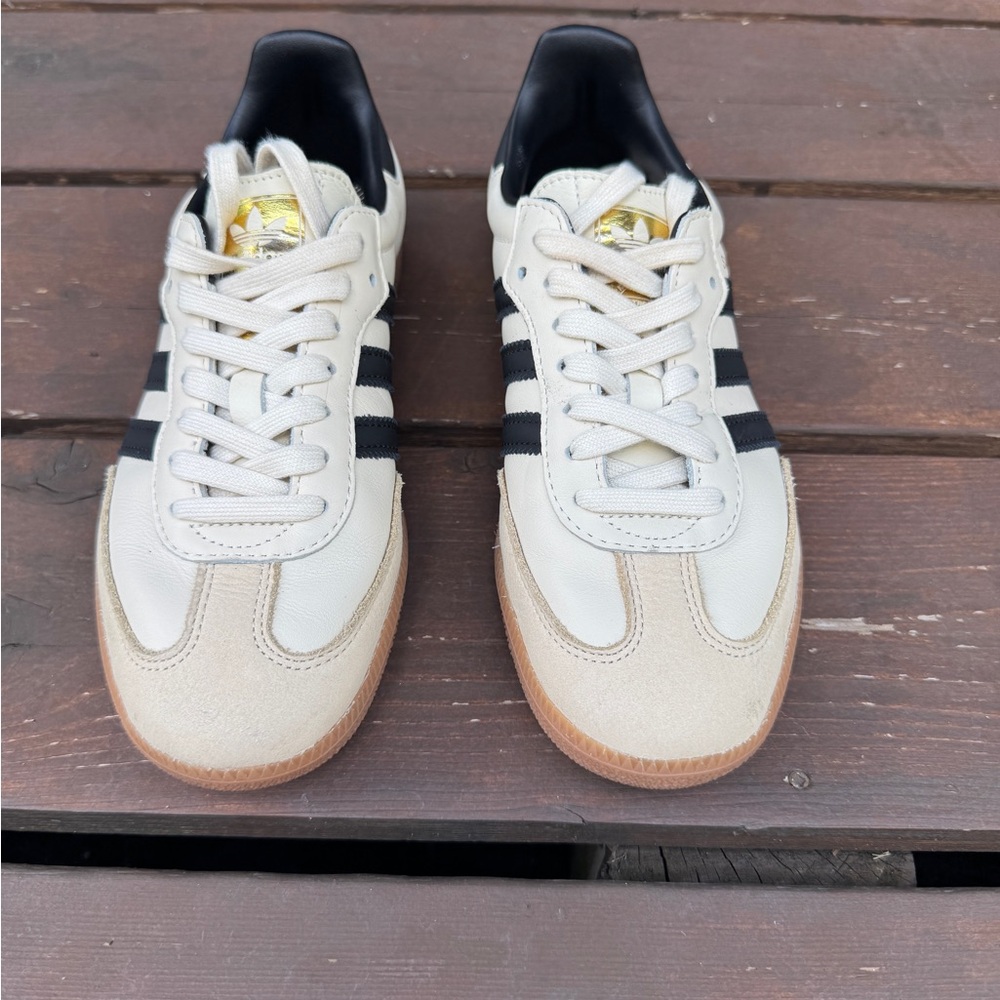 Adidas Cream and Black Samba Sneakers